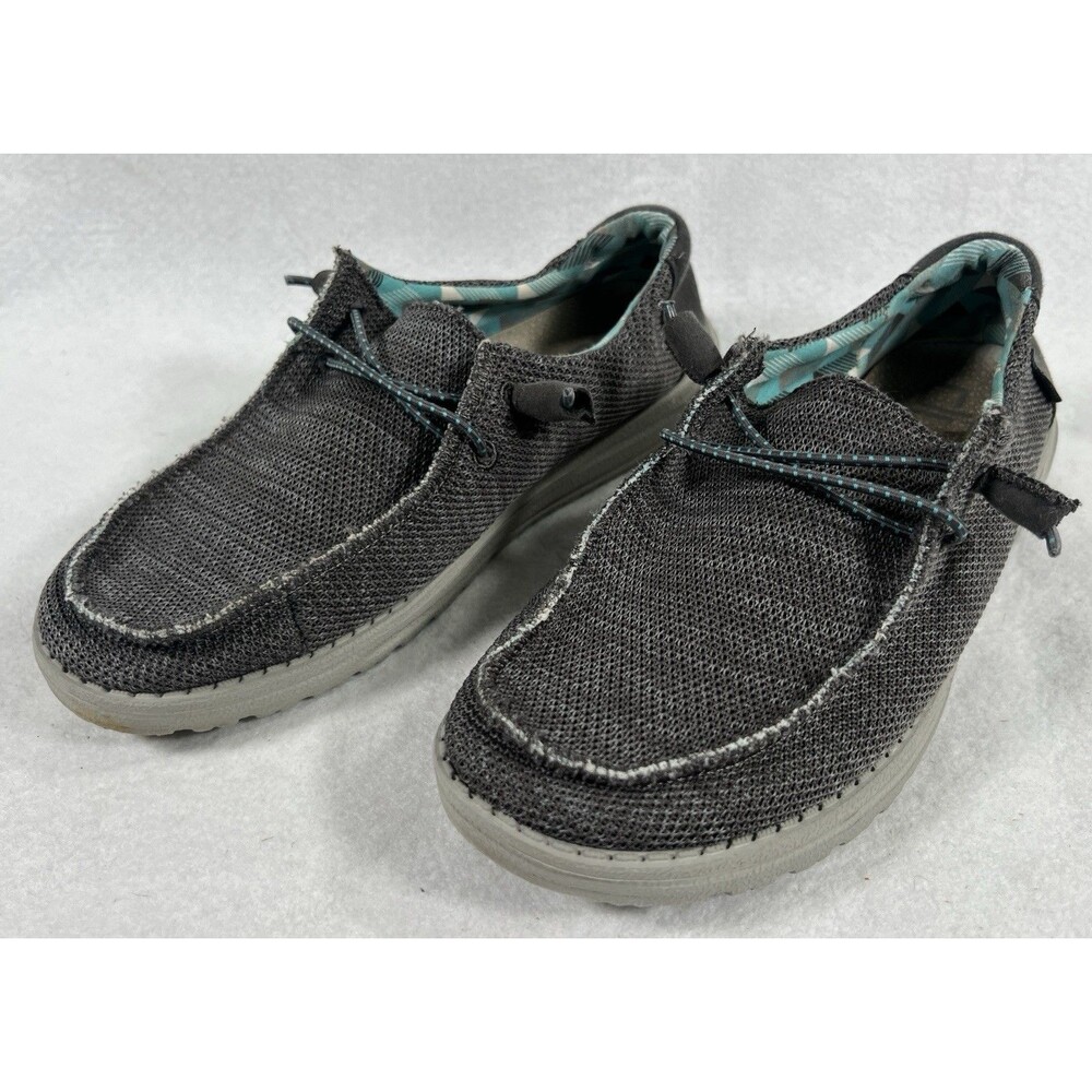 Hey Dude Women’s Wendy Sox Charcoal/Turquoise  Slip On Shoes Size 9